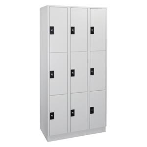 Wolf Lockerkast, 3 afdelingen, elk 3 vakken, lichtgrijs / lichtgrijs