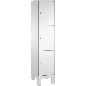 C+P EVOLO Fächerschrank, mit Füßen, 1 Abteil, 3 Fächer, Abteilbreite 400 mm, lichtgrau