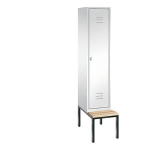 C+P CLASSIC Garderobenschrank mit untergebauter Sitzbank, 1 Abteil, Abteilbreite 400 mm, verkehrsweiß