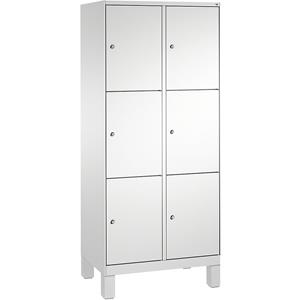 C+P EVOLO Fächerschrank, mit Füßen, 2 Abteile, je 3 Fächer, Abteilbreite 400 mm, lichtgrau