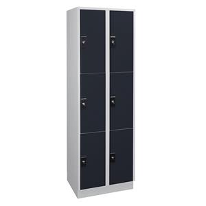Wolf Lockerkast, 2 afdelingen, elk 3 vakken, lichtgrijs / antracietgrijs