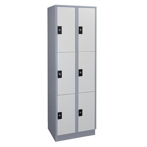 Wolf Lockerkast, 2 afdelingen, elk 3 vakken, zilvergrijs / lichtgrijs