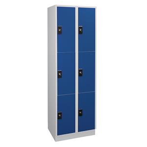 Wolf Lockerkast, 2 afdelingen, elk 3 vakken, lichtgrijs / gentiaanblauw