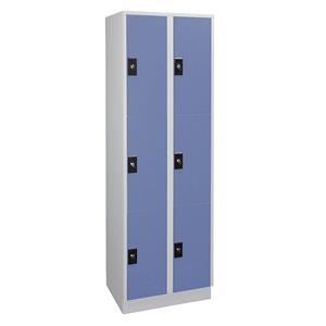 Wolf Lockerkast, 2 afdelingen, elk 3 vakken, lichtgrijs / duifblauw