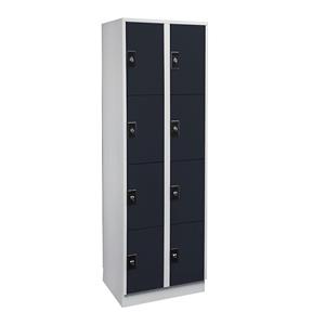 Wolf Lockerkast, 2 afdelingen, elk 4 vakken, lichtgrijs / antracietgrijs