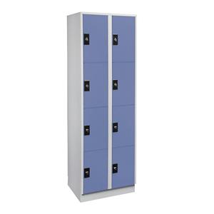 Wolf Lockerkast, 2 afdelingen, elk 4 vakken, lichtgrijs / duifblauw