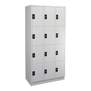 Wolf Lockerkast, 3 afdelingen, elk 4 vakken, lichtgrijs / lichtgrijs