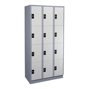 Wolf Lockerkast, 3 afdelingen, elk 4 vakken, zilvergrijs / lichtgrijs