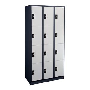 Wolf Lockerkast, 3 afdelingen, elk 4 vakken, antracietgrijs / lichtgrijs