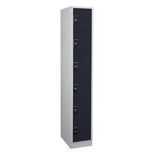 Wolf Lockerkast, 1 afdeling, elk 6 vakken, lichtgrijs / antracietgrijs