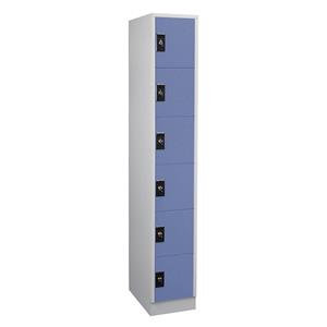 Wolf Lockerkast, 1 afdeling, elk 6 vakken, lichtgrijs / duifblauw