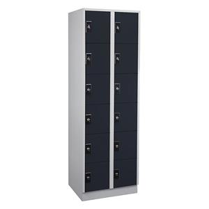 Wolf Lockerkast, 2 afdelingen, elk 6 vakken, lichtgrijs / antraciet