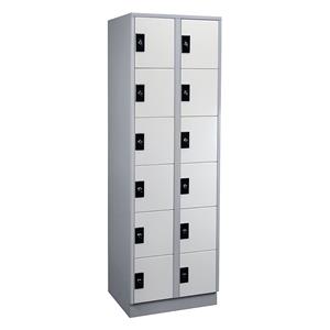 Wolf Lockerkast, 2 afdelingen, elk 6 vakken, zilvergrijs / lichtgrijs