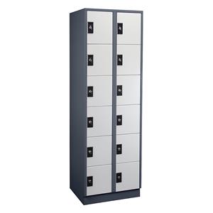 Wolf Lockerkast, 2 afdelingen, elk 6 vakken, antracietgrijs / lichtgrijs