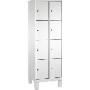 C+P EVOLO Fächerschrank, mit Füßen, 2 Abteile, je 4 Fächer, Abteilbreite 300 mm, lichtgrau