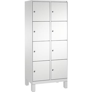 C+P EVOLO Fächerschrank, mit Füßen, 2 Abteile, je 4 Fächer, Abteilbreite 400 mm, lichtgrau