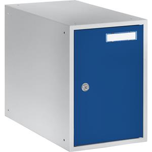 eurokraft basic Schließfachwürfel, HxBxT 350 x 250 x 450 mm, Korpus lichtgrau / Türen enzianblau