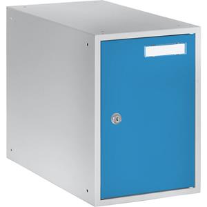 eurokraft basic Schließfachwürfel, HxBxT 350 x 250 x 450 mm, Korpus lichtgrau / Türen lichtblau