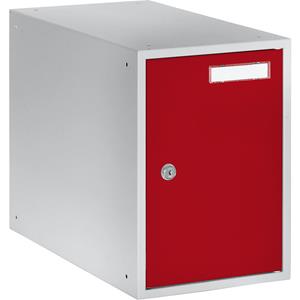 eurokraft basic Schließfachwürfel, HxBxT 350 x 250 x 450 mm, Korpus lichtgrau / Türen feuerrot