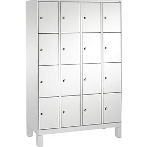C+P EVOLO Fächerschrank, mit Füßen, 4 Abteile, je 4 Fächer, Abteilbreite 300 mm, lichtgrau
