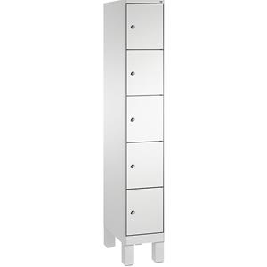 C+P EVOLO Fächerschrank, mit Füßen, 1 Abteil, 5 Fächer, Abteilbreite 300 mm, lichtgrau