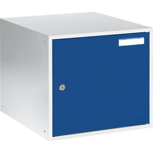 eurokraft basic Schließfachwürfel, HxBxT 350 x 400 x 450 mm, Korpus lichtgrau / Türen enzianblau