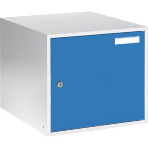 Eurokraft basic Privé-vakkubus, h x b x d = 350 x 400 x 450 mm, kastframe lichtgrijs / deuren lichtblauw