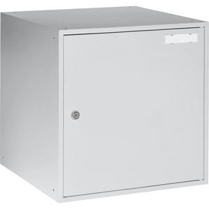 Eurokraft basic Privé-vakkubus, h x b x d = 450 x 450 x 450 mm, kastframe lichtgrijs / deuren lichtgrijs