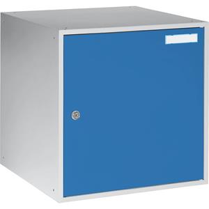 eurokraft basic Schließfachwürfel, HxBxT 450 x 450 x 450 mm, Korpus lichtgrau / Türen lichtblau