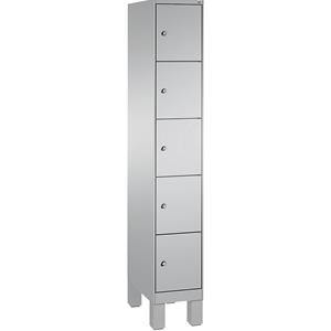 C+P EVOLO Fächerschrank, mit Füßen, 1 Abteil, 5 Fächer, Abteilbreite 300 mm, weißaluminium / weißaluminium