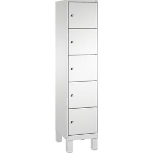 C+P EVOLO Fächerschrank, mit Füßen, 1 Abteil, 5 Fächer, Abteilbreite 400 mm, lichtgrau