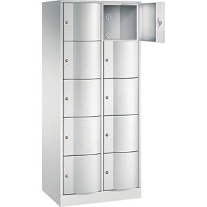 C+P RESISTO lockerkast, h x b x d = 1950 x 770 x 540, 10 vakken, lichtgrijs RAL 7035 / lichtgrijs RAL 7035