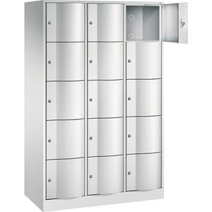 C+P RESISTO lockerkast, h x b x d = 1950 x 1150 x 540, 15 vakken, lichtgrijs RAL 7035 / lichtgrijs RAL 7035