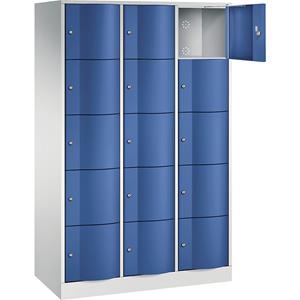 C und P C+P Resisto lockerkast, 3 vakken, 15 vakken, B 1148 x D 540 x H 1950 mm, lichtgrijs/ gentiaanblauw