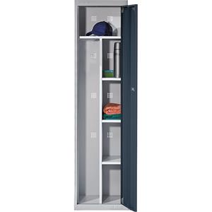 Eurokraft basic Garderobekast-systeem, met basis- en aanbouwelementen, h x b x d = 1800 x 450 x 500 mm, 1 hoedenplank, 3 legborden, lichtgrijs / basaltgrijs, basiselement