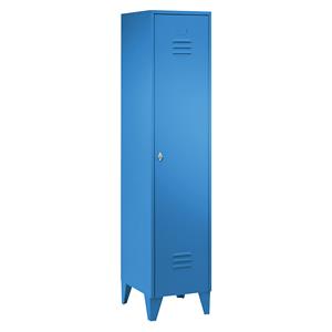 Wolf Stalen locker met kastpoten, compartimenten kasthoog, massieve deuren, compartimentbreedte 400 mm, 1 compartiment, lichtblauw