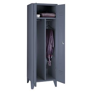 Wolf Stalen locker met kastpoten, compartimenten kasthoog, massieve deuren, compartimentbreedte 600 mm, 1 compartiment, blauwgrijs