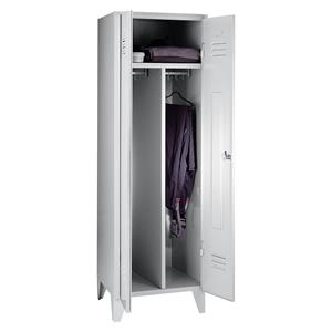 Wolf Stalen locker met kastpoten, compartimenten kasthoog, massieve deuren, compartimentbreedte 600 mm, 1 compartiment, lichtgrijs