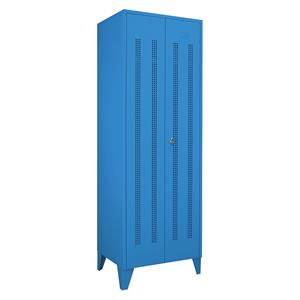 Wolf Stalen locker met kastpoten, compartimenten kasthoog, deuren van perforatieplaat, compartimentbreedte 600 mm, 1 compartiment, lichtblauw