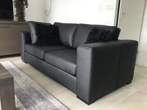 ShopX Leren bank flow 163 zwart zits bank zwart leer, bankstel zwarte kleur