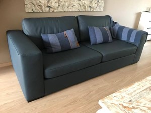 ShopX Leren bank flow 211 blauw zits bank blauw leer, bankstel blauwe kleur