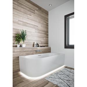 Riho Desire hoekbad - 170x77cm - Hoekopstelling rechts - met LED-plint - met chromen badvuller - acryl wit hoogglans B157008005