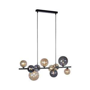 PAUL NEUHAUS Art Deco hanglamp zwart met smoke en goud 10-lichts - Wess