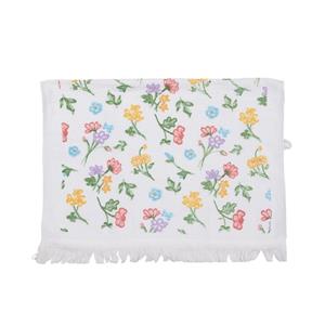 Clayre&Eef Gastendoekje Wit geel Bloemen