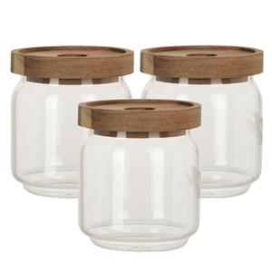 Excellent Houseware Set van 3x stuks glazen luxe keuken voorraadpot/voorraadbus 400 ml -