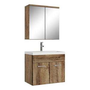 Badplaats Badkamermeubel Set Montreal 01 60 cm - Bruin Eiken - Badmeubel met spiegelkast