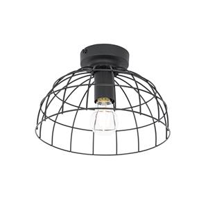 qazqa Industrielle Deckenleuchte schwarz 28 cm - Hanze - Schwarz