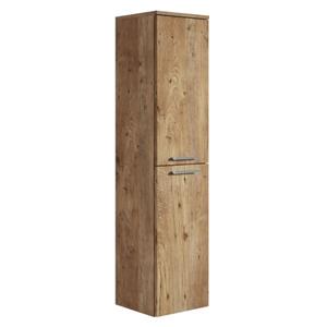 Badplaats Badkamerkast Saturnus 35 x 35 x 130 cm - Kastanje Eiken - Hangende Kolomkast met Twee Deuren