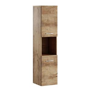 Badplaats Badkamerkast Montreal 30 x 30 x 131 cm - Kastanje eiken - Hangende Kolomkast met 2 Deuren