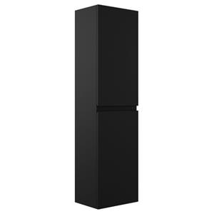 Badplaats Badkamerkast Angela 40 x 30 x 150 cm - Zwart Mat - Hangende Kolomkast met 2 Deuren